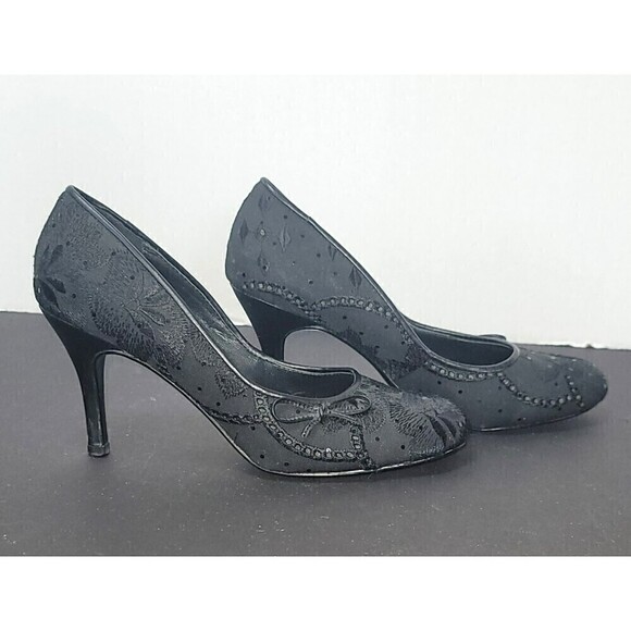 Steve Madden Leather and Cloth Embellished Heels - Size 8.5 - Picture 1 of 13
